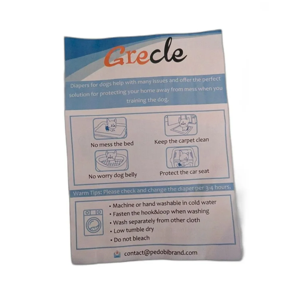 Grecle Male Dog Belly Bands Reusable Diapers 5 Size L NWOT